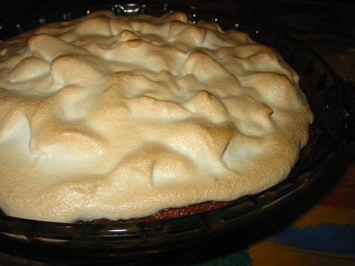 Apple cake topped with meringue