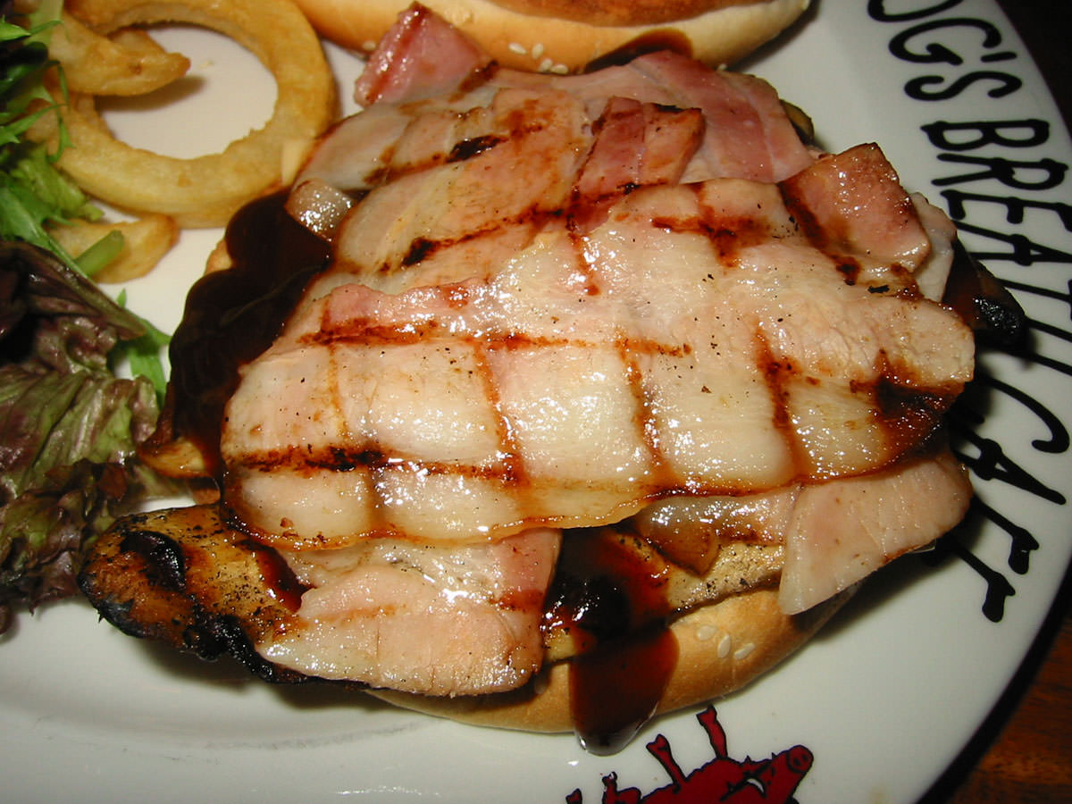 Grilled bacon and chicken breast