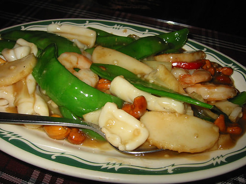 Combination Seafood with Cashew Nuts and Snow Peas