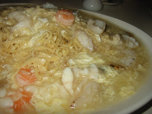 Another view of long life noodles with seafood