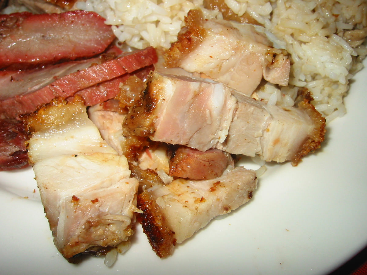 Chinese roast pork close-up