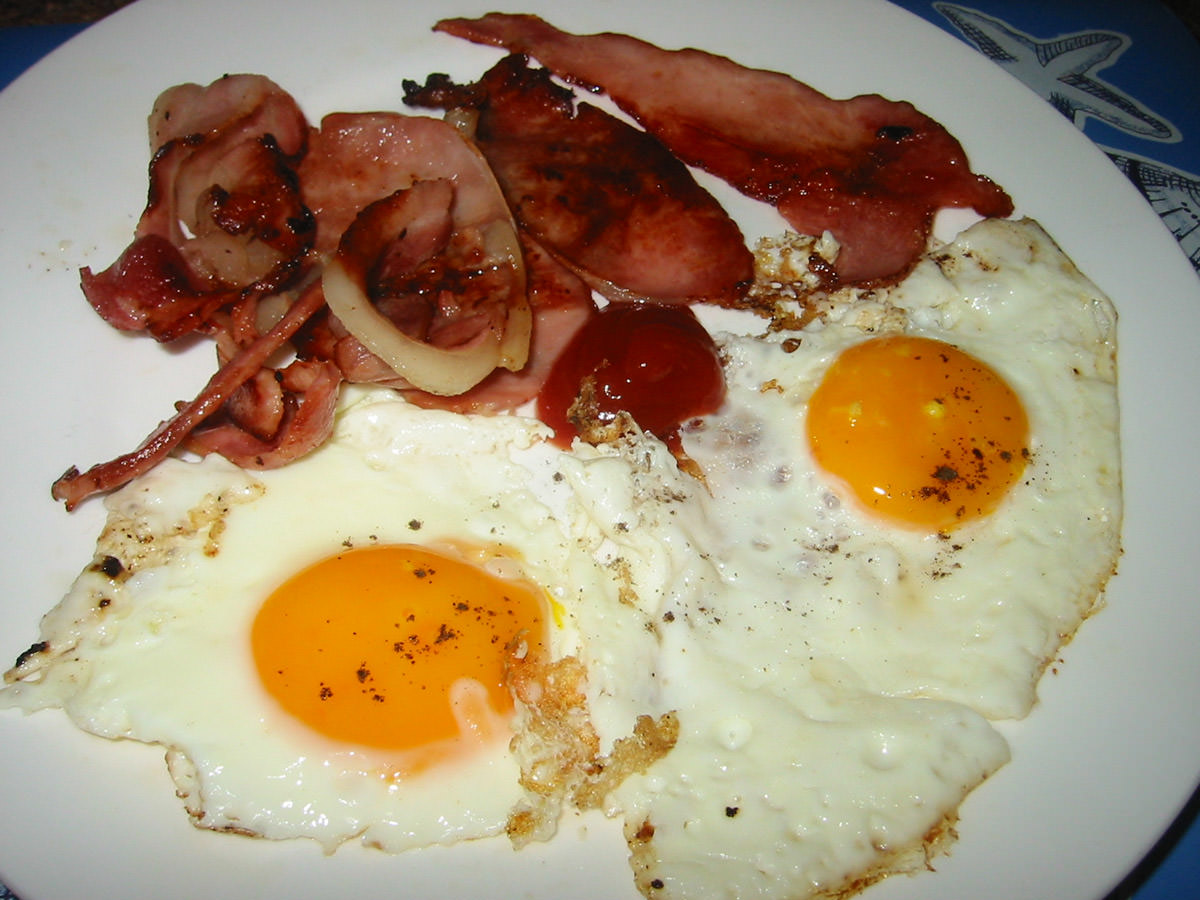 Bacon and eggs sunny side up