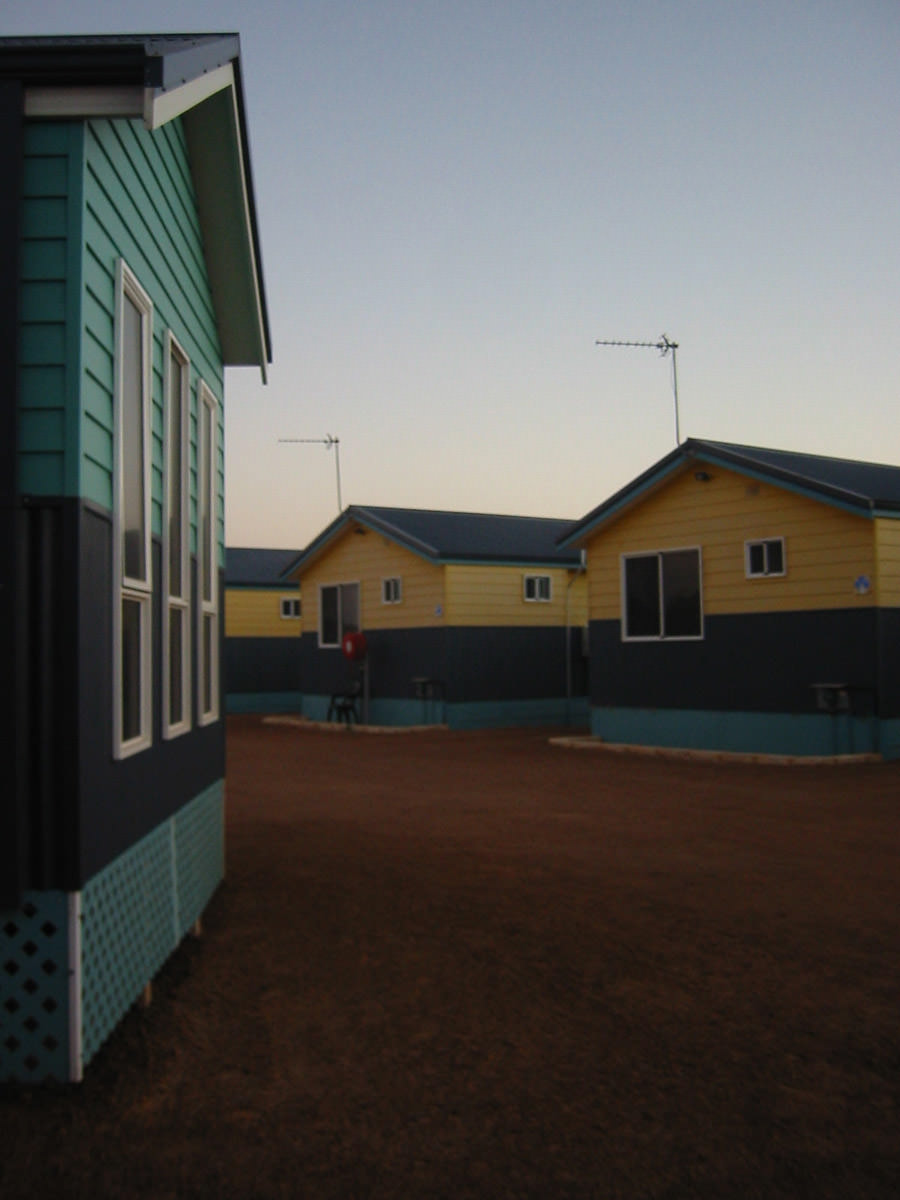 Chalets at sunset