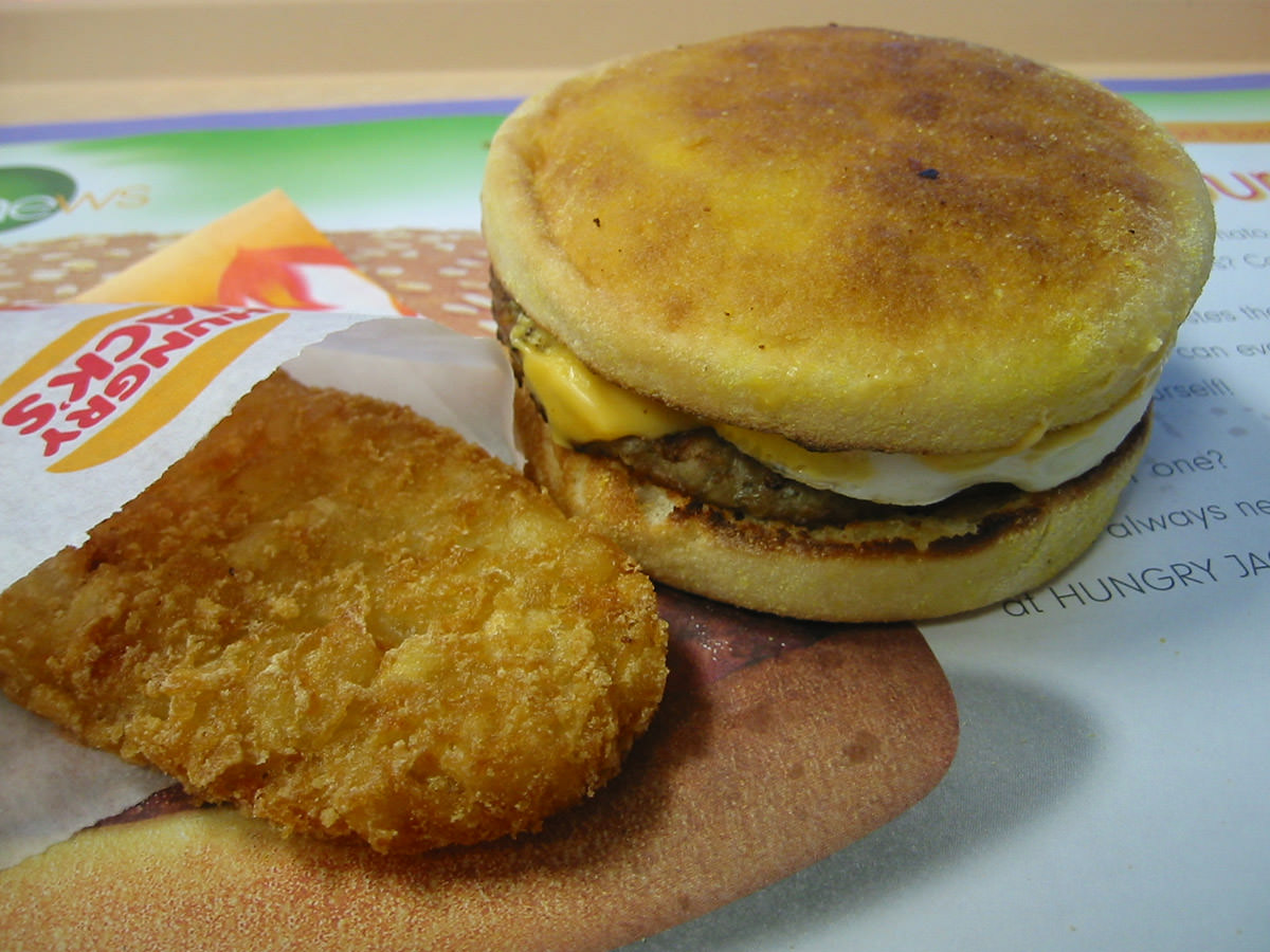Sausage and egg muffin with hash brown