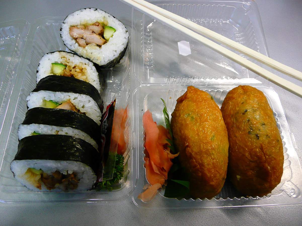 Chicken and inari sushi