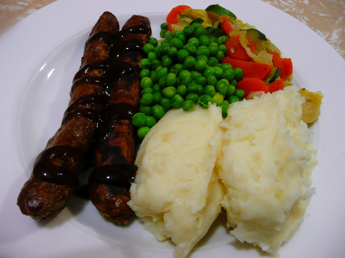Sausages with vegies