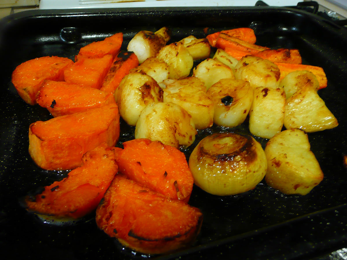 Roasted vegetables - yep, roasted in the roast pork drippings