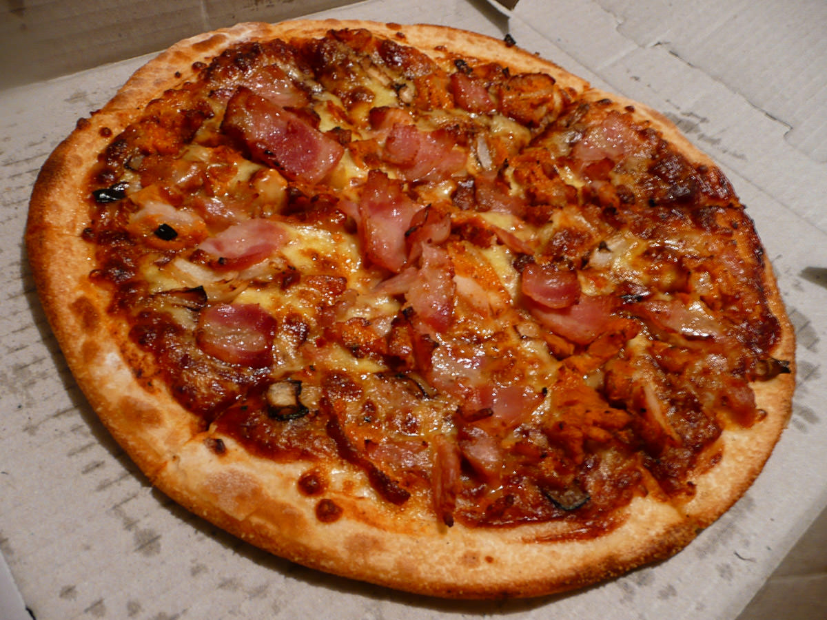 BBQ Chicken and bacon pizza