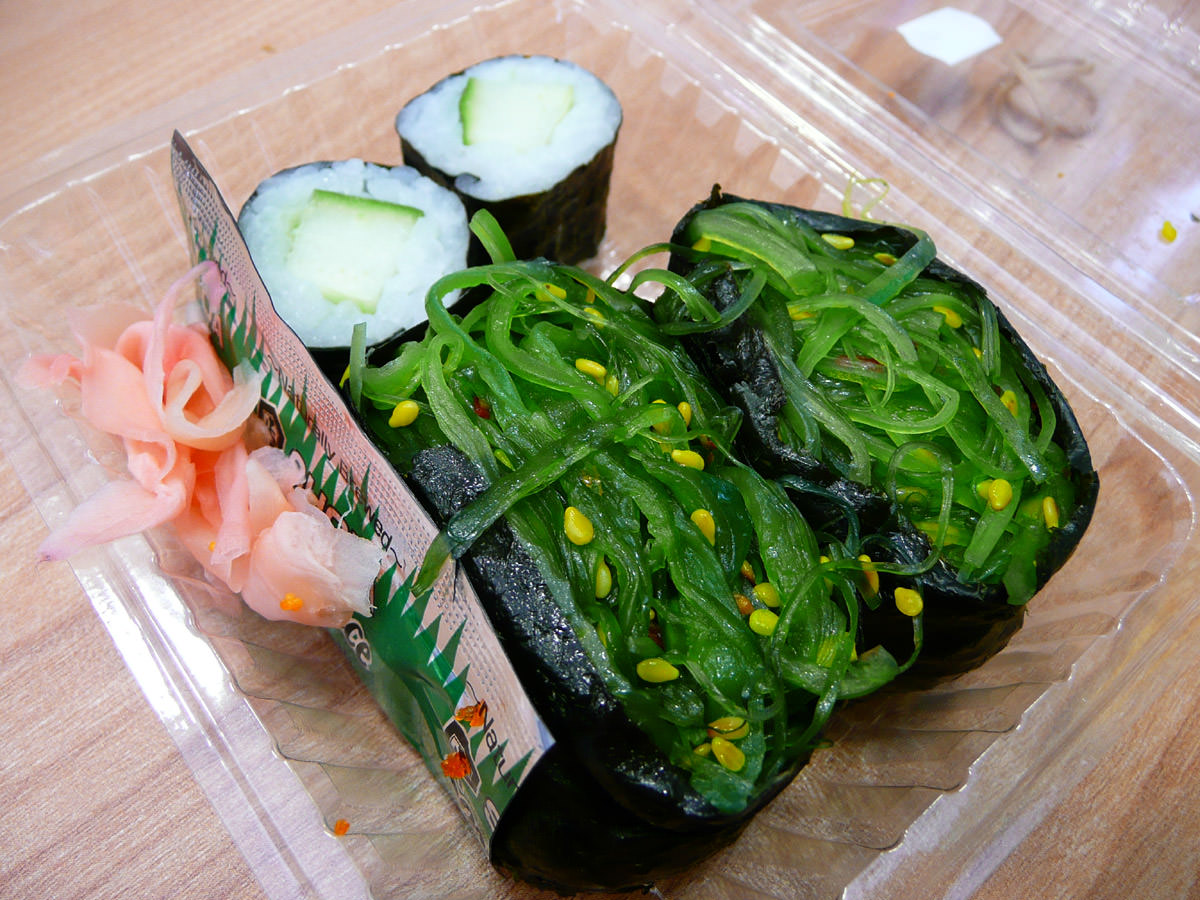 Seaweed and mini cucumber sushi