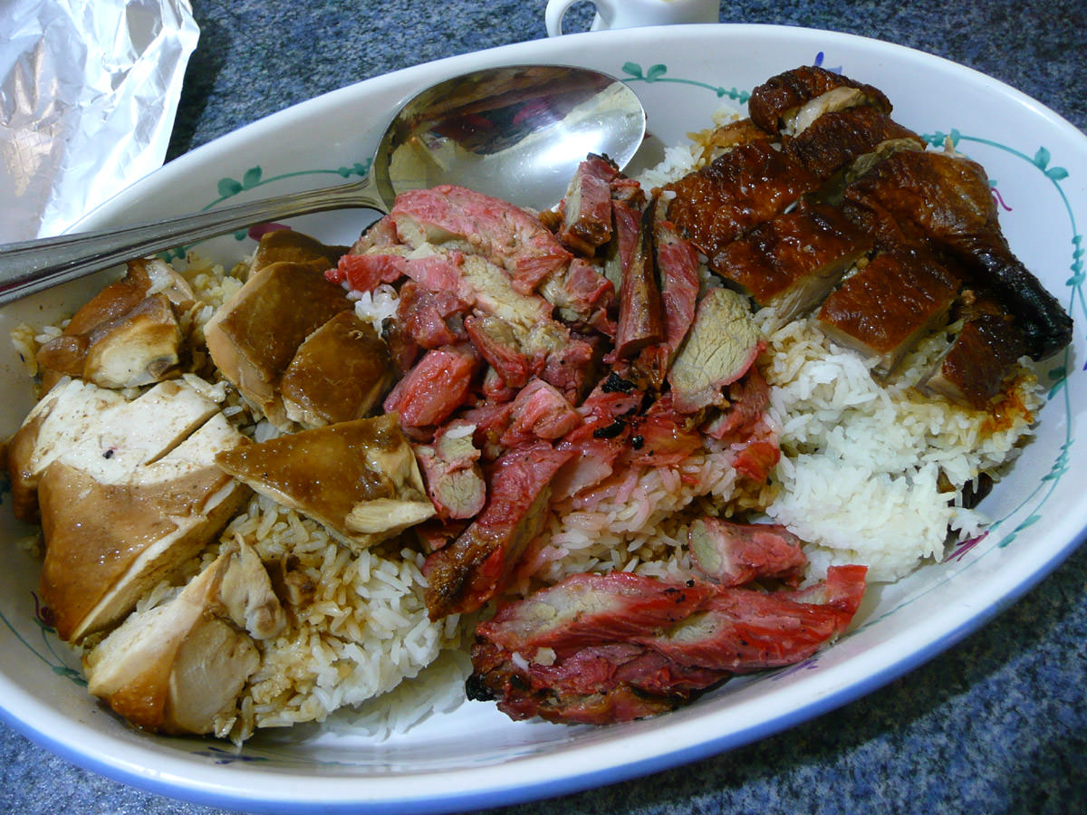 Chinese barbecue meats with rice