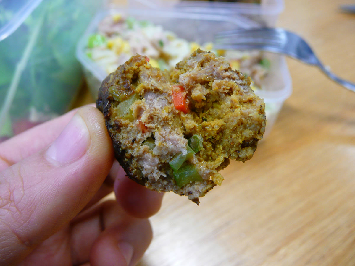 The turkey meatball contains vegetables