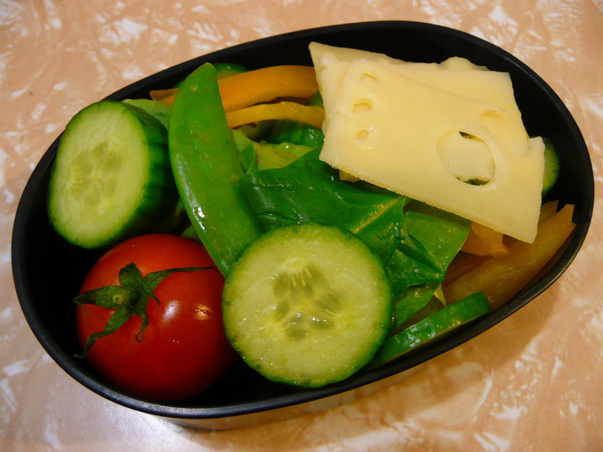 Salad and Swiss cheese