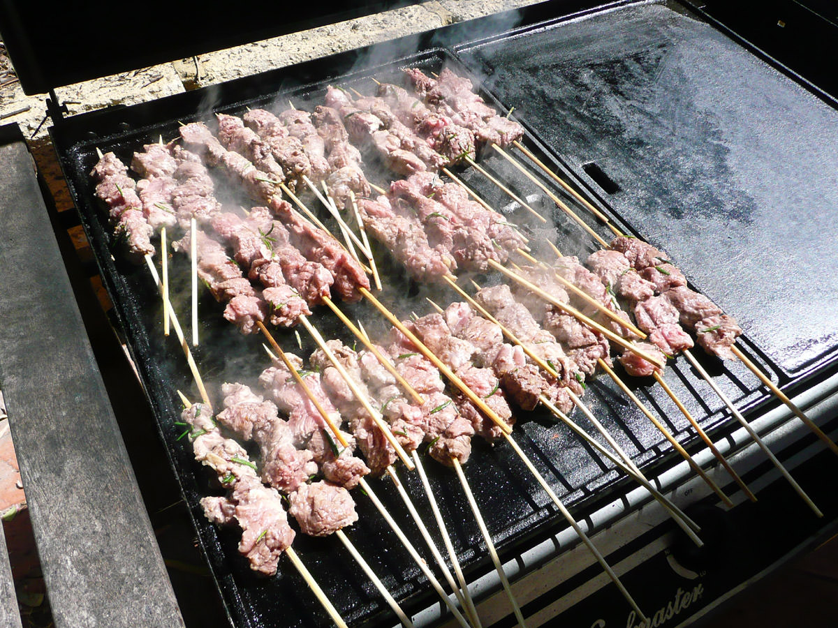 Lamb skewers on the barbecue