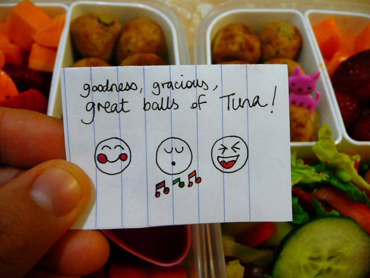 Jac's bento note: Goodness, gracious, great balls of tuna!