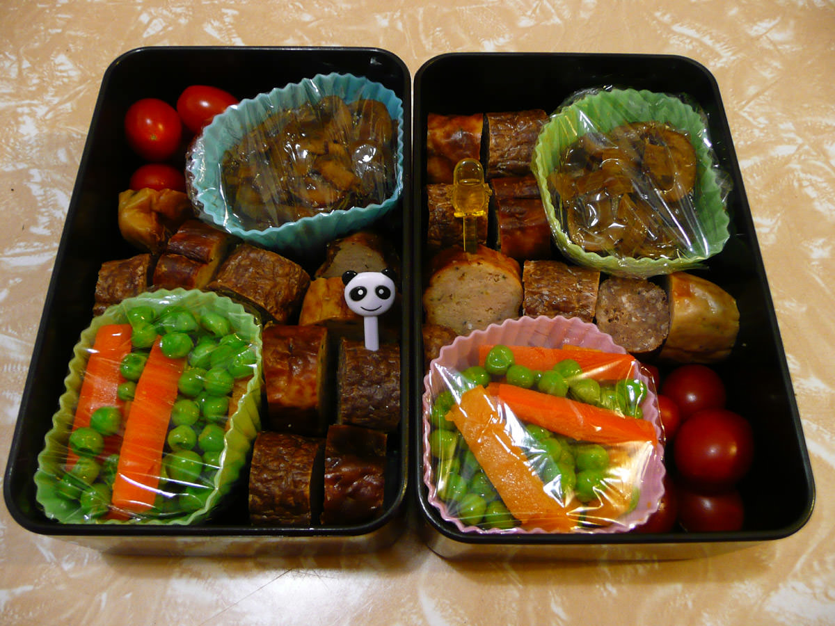Our bento lunches, with bits GLAD-wrapped