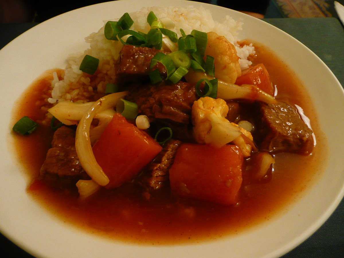 Beef stew and rice