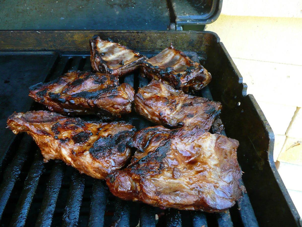 BBQ pork ribs on the barbecue