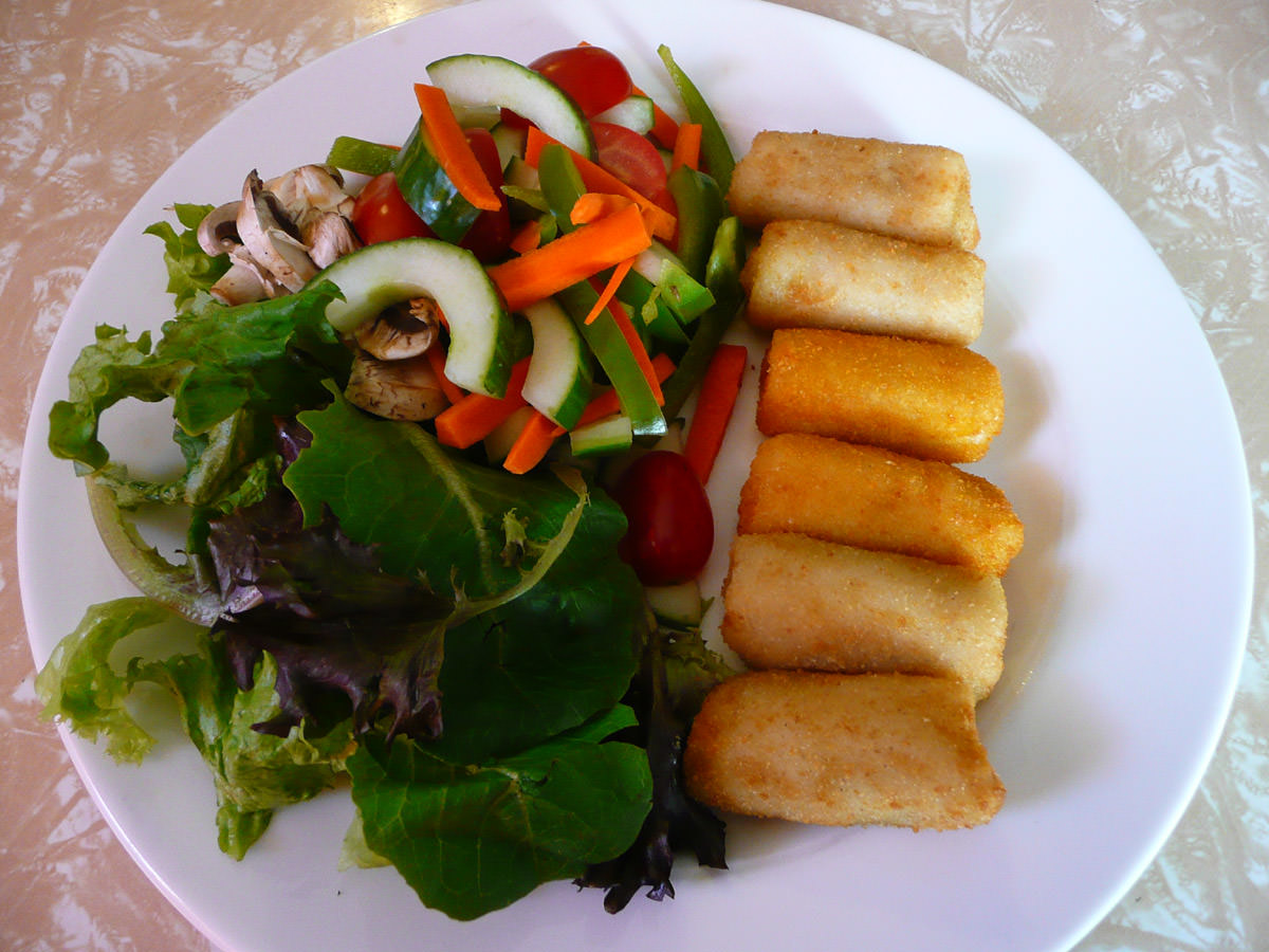 Mini savoury rolls and salad