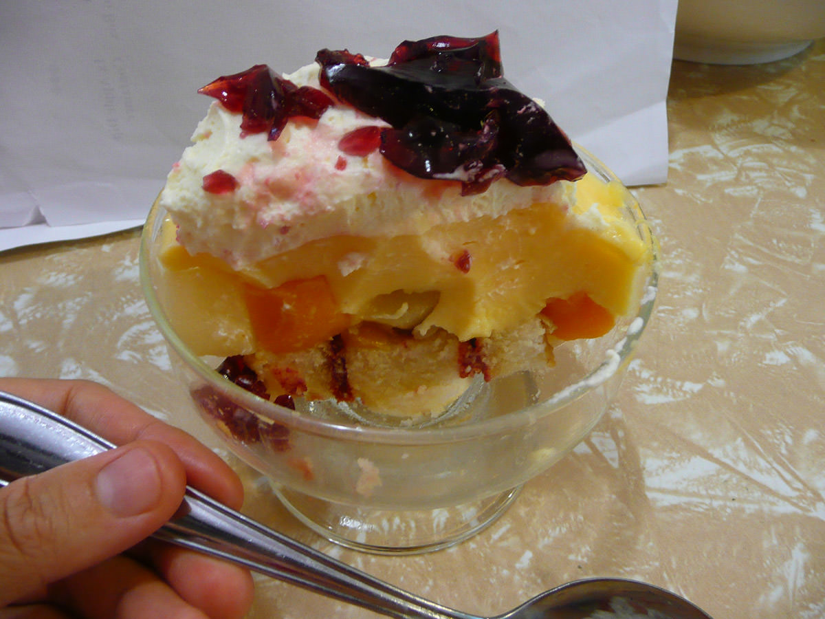 Half-eaten trifle for one