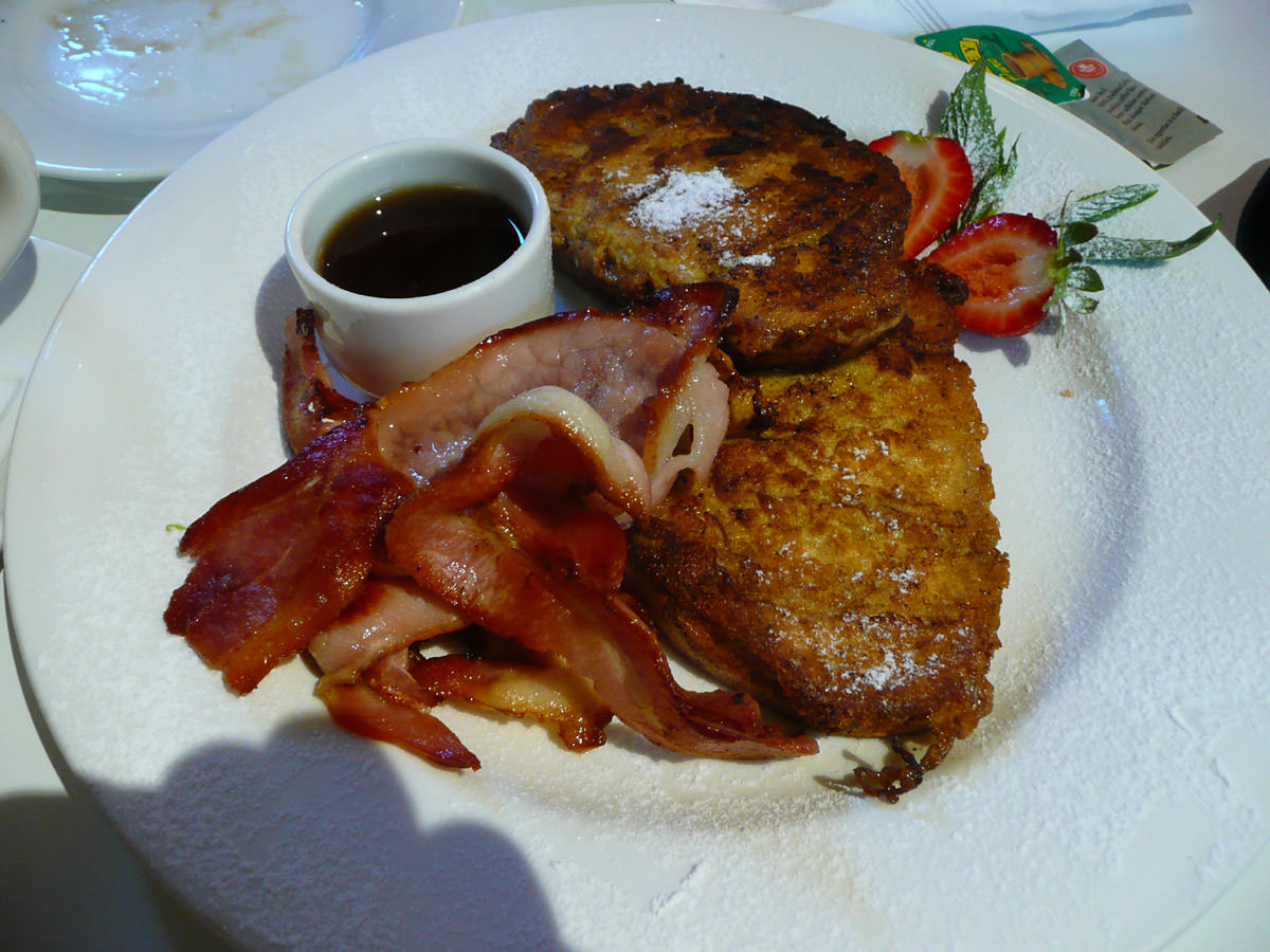 French toast with maple syrup and bacon