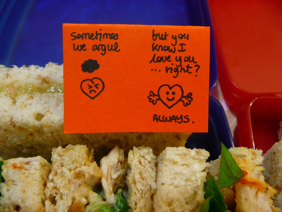 The note I put in Jac's bento lunch