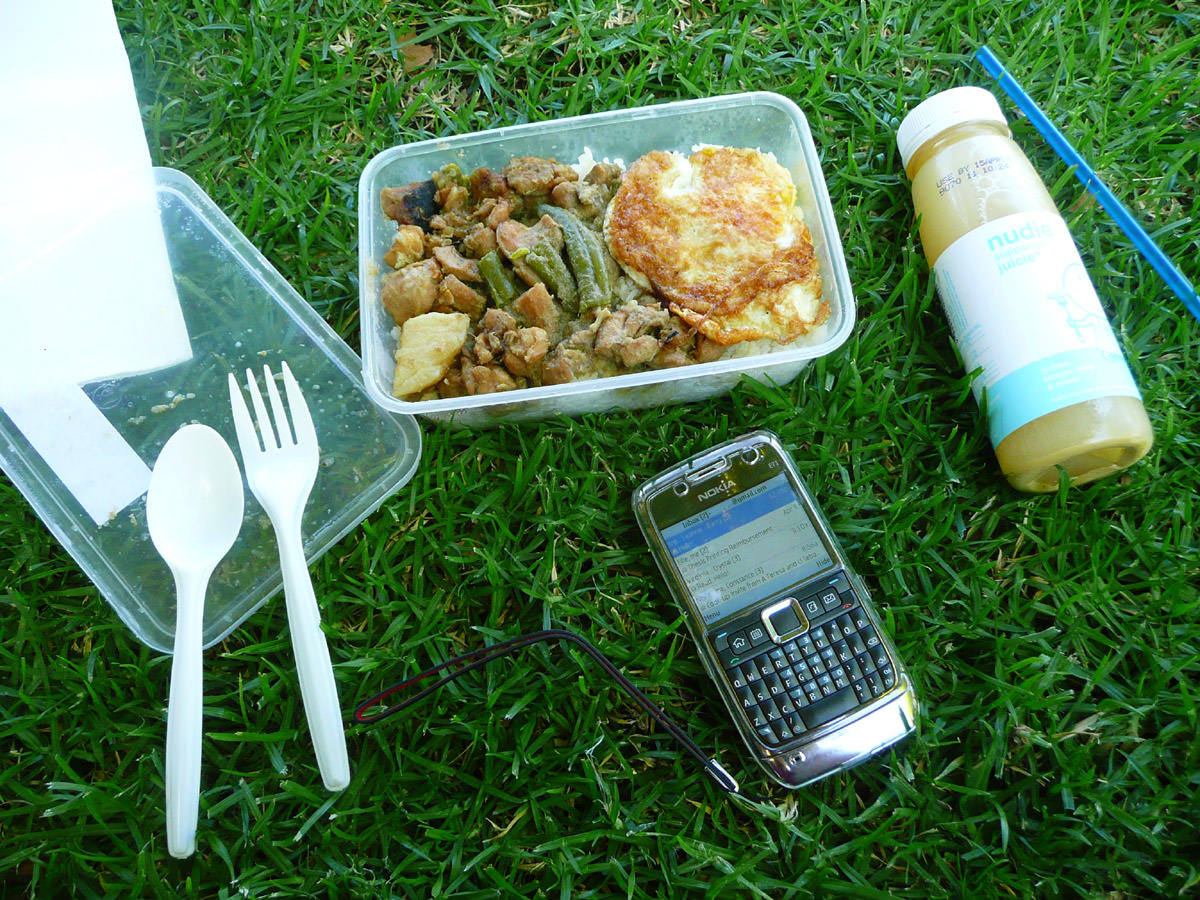 Lunch and emails on the lawn