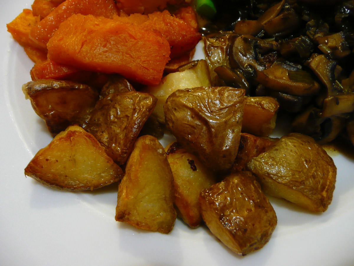 Roasted potatoes close-up