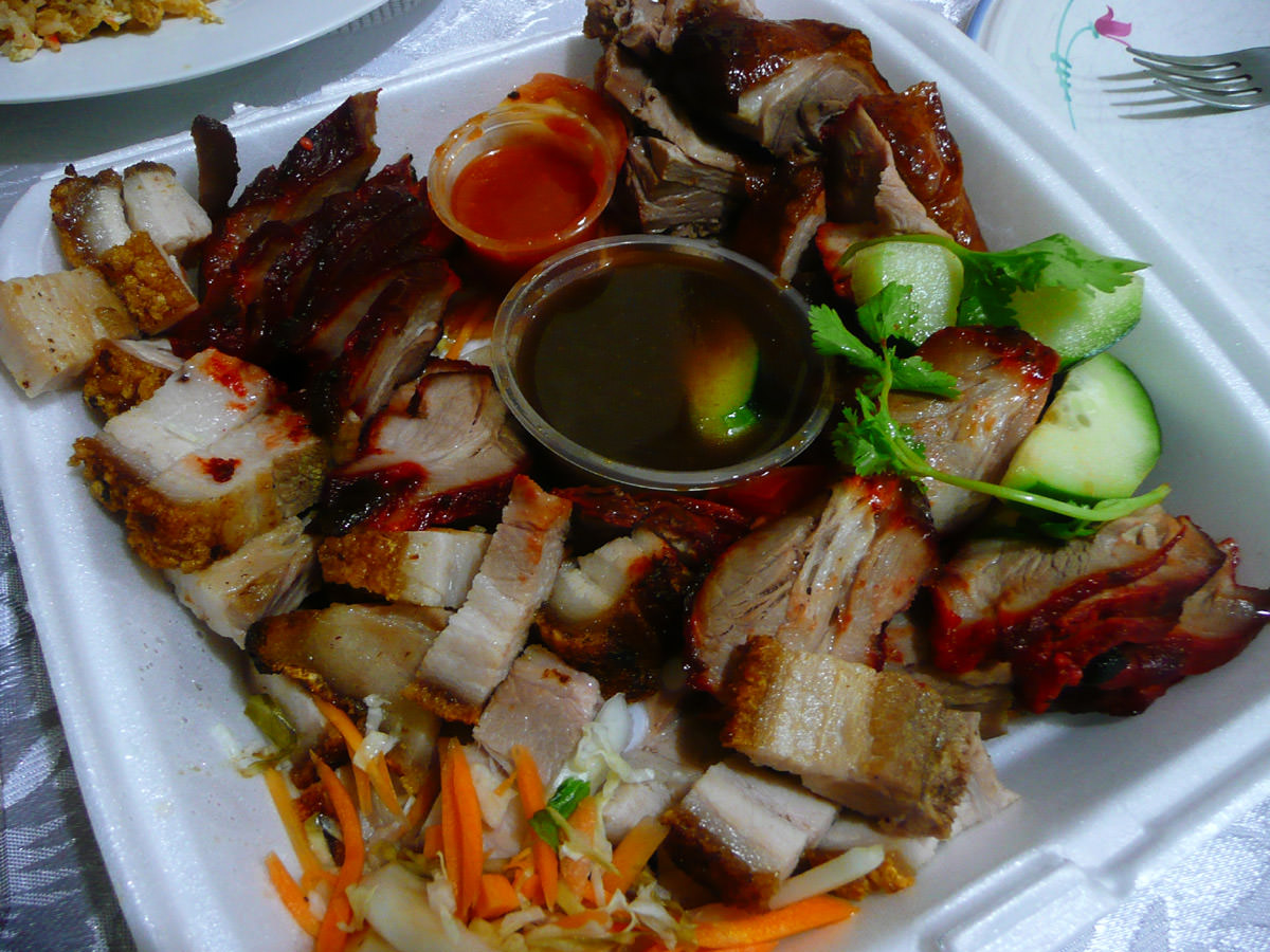 Roast meats combination - roast duck, barbecue pork, roast pork