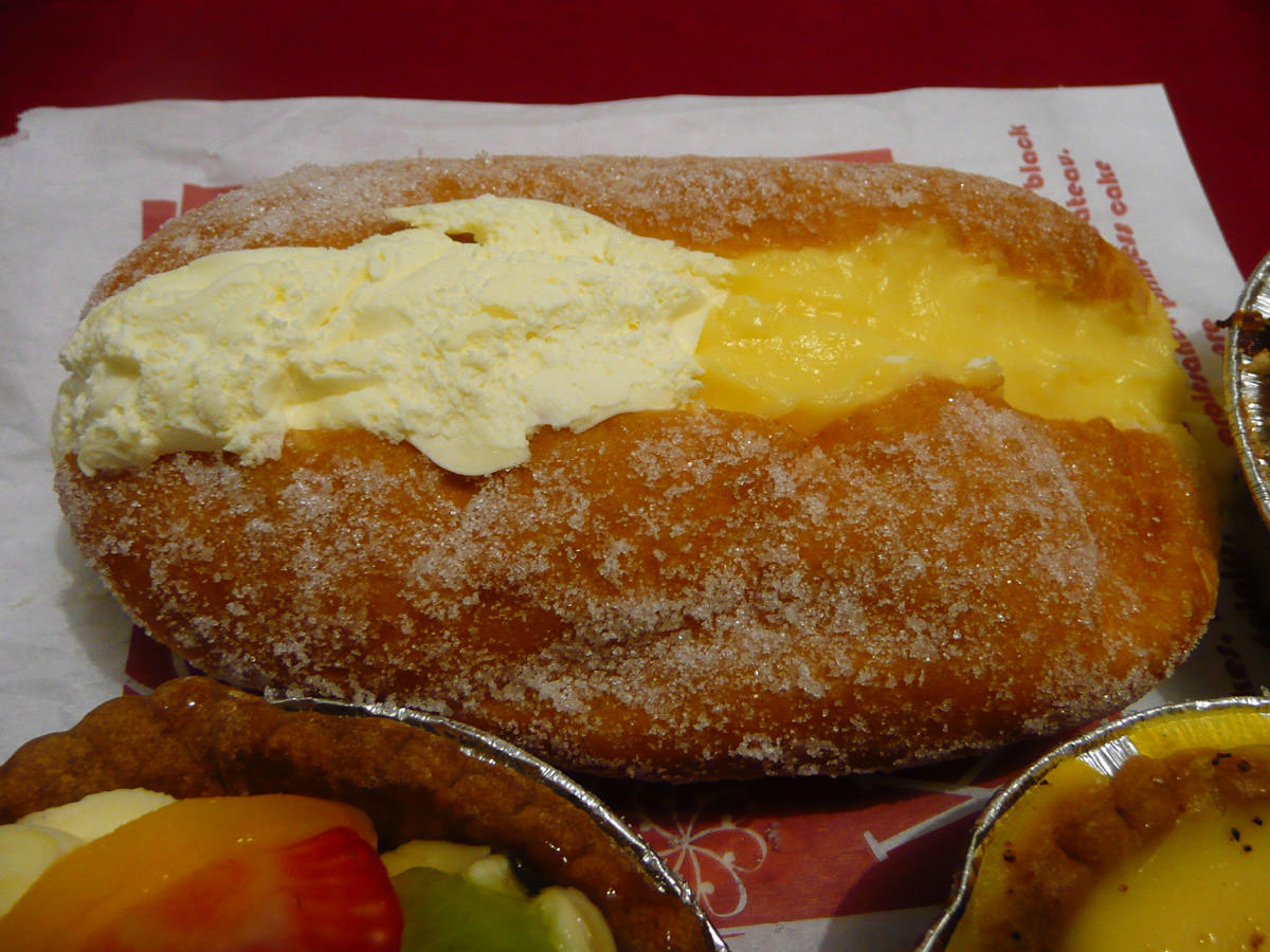 Cream and custard doughnut