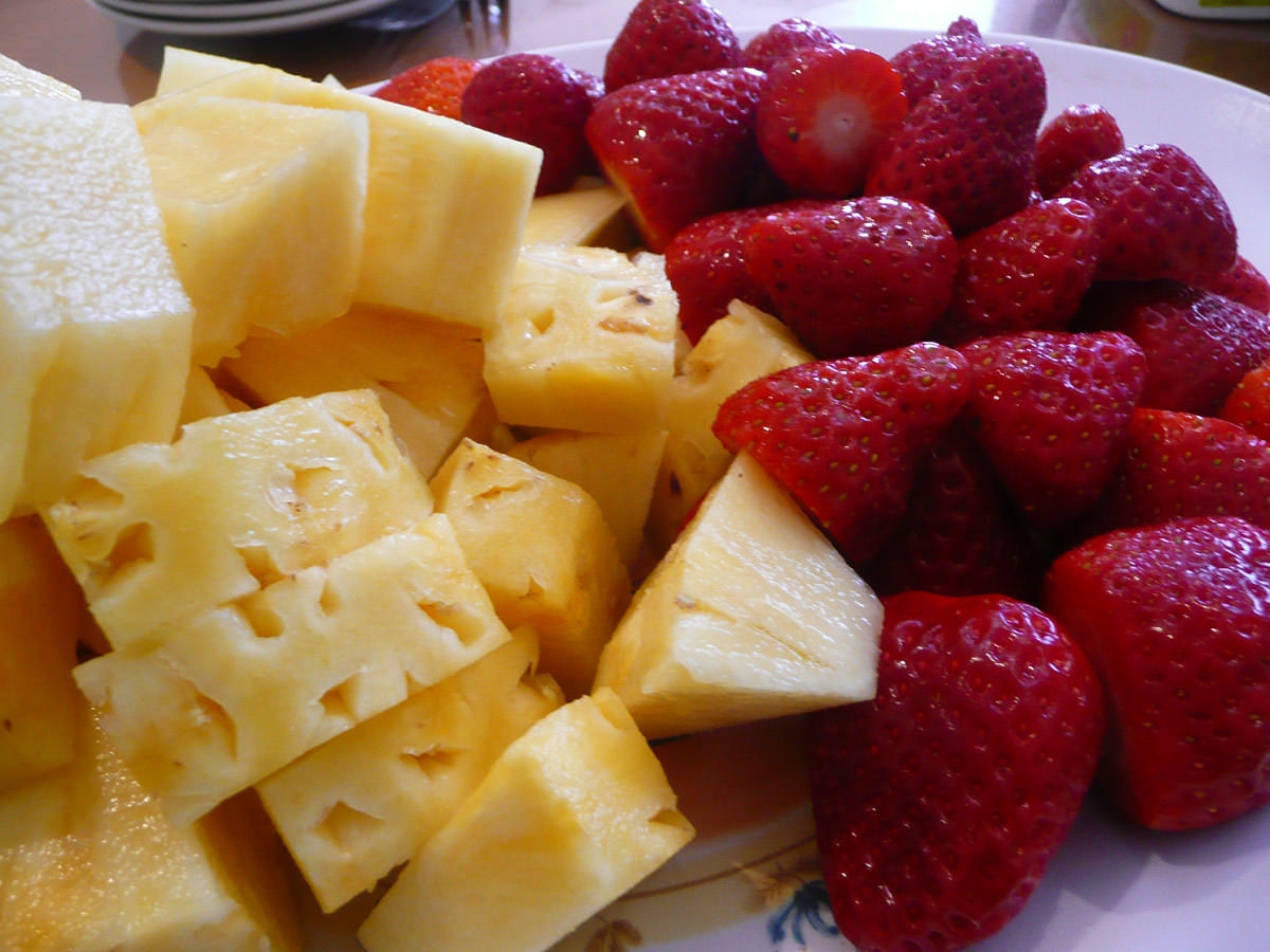 Pineapple and strawberries