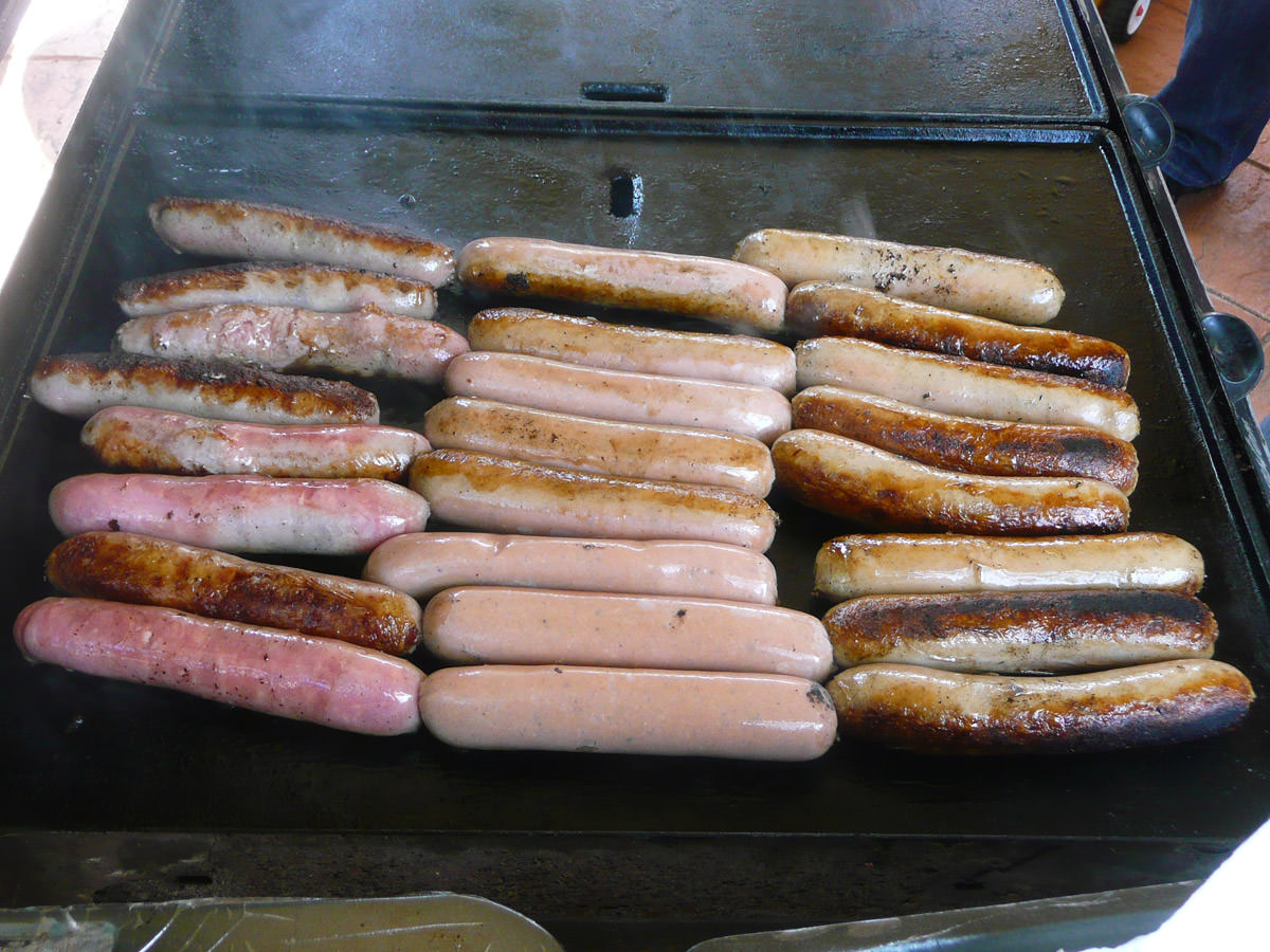 Sausages on barbecue