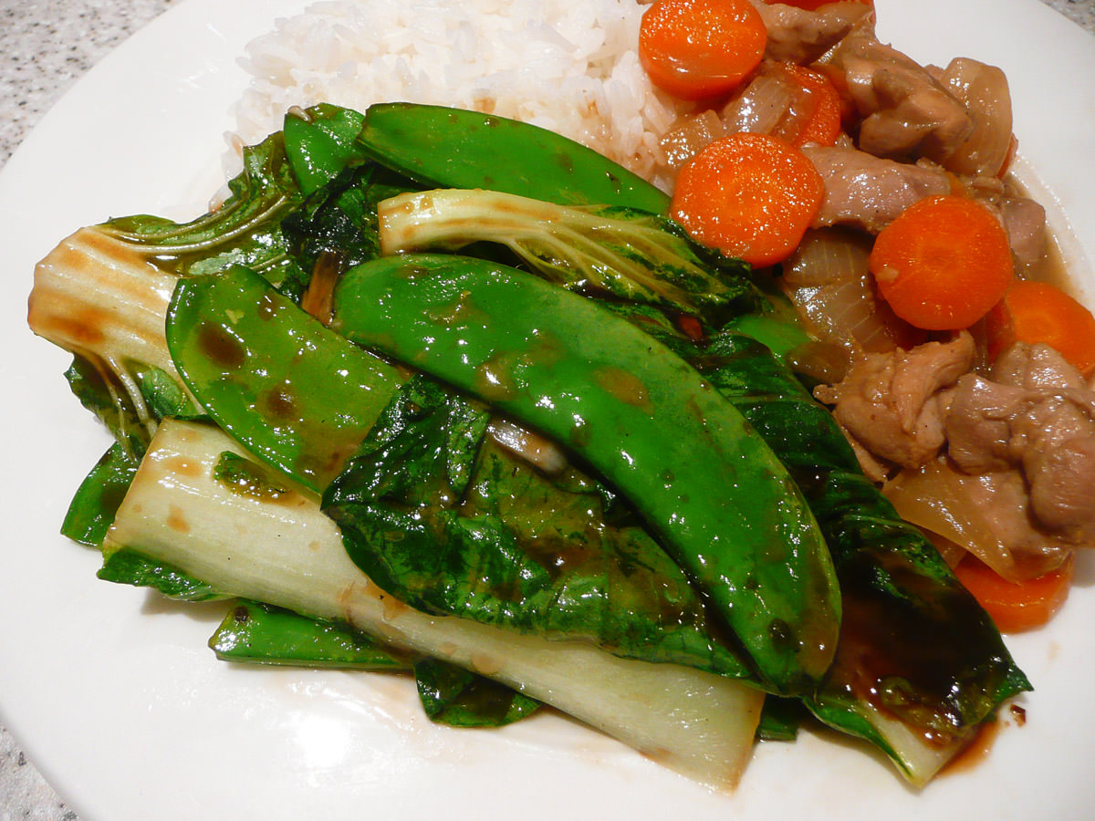 Oyster sauce greens close-up
