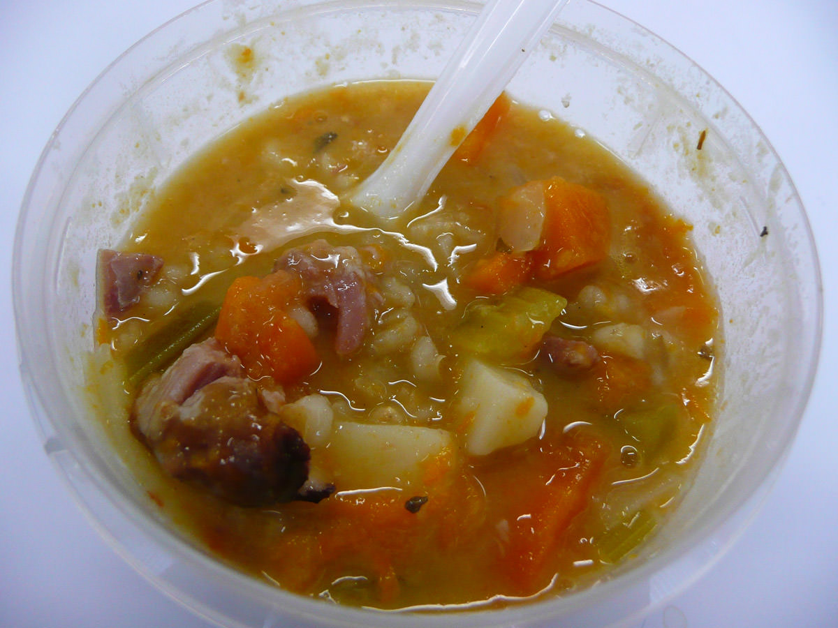 Bacon hock and lentil soup with lots of vegetables