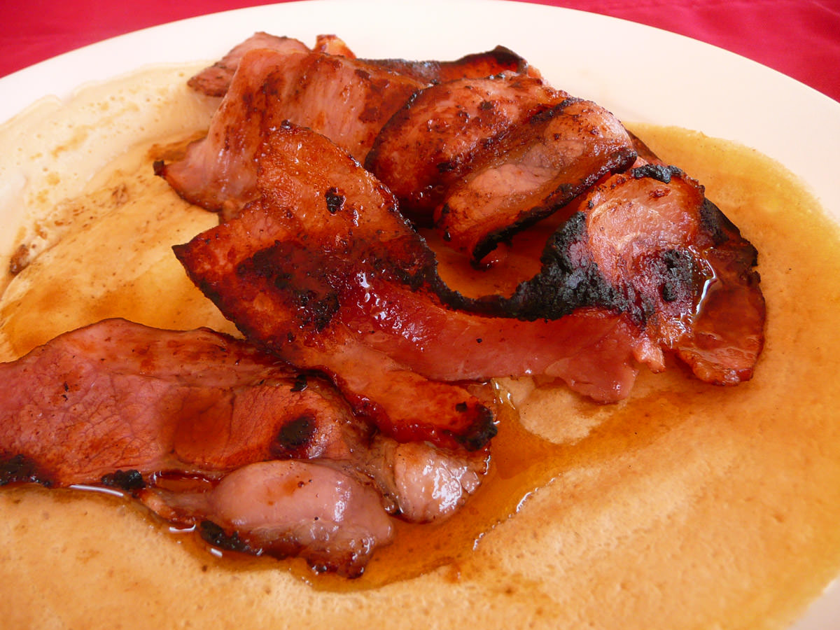 Bacon and maple syrup close-up