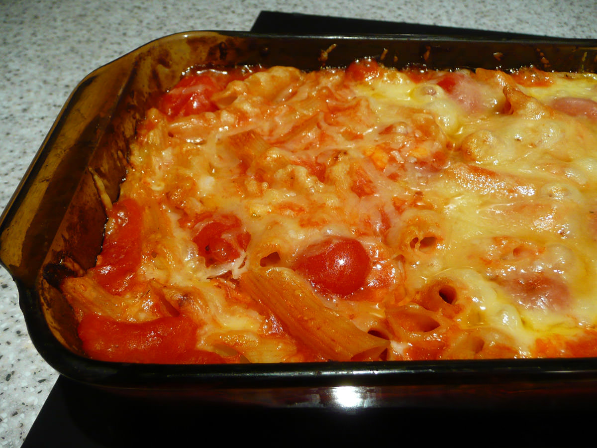 The less cheesy end of the pasta bake