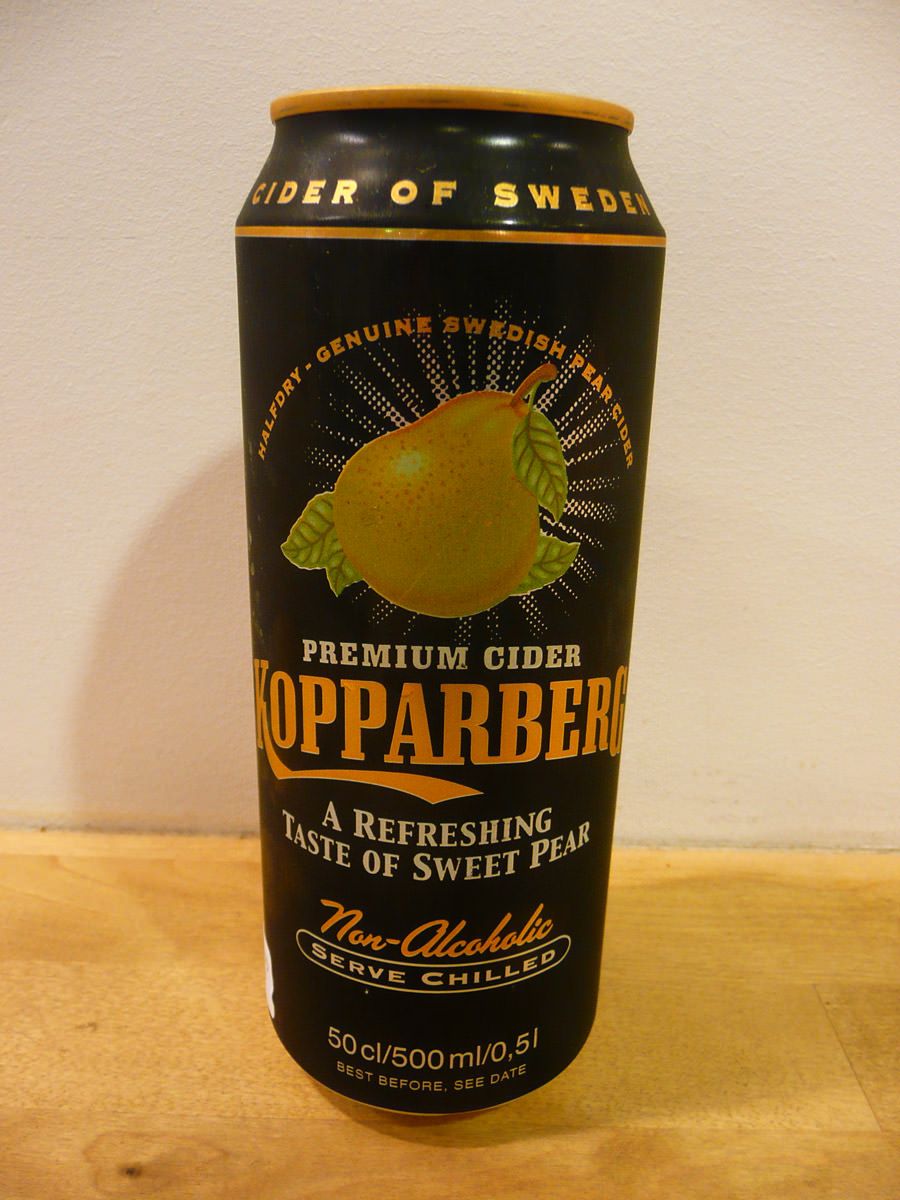 Big can of Swedish pear cider