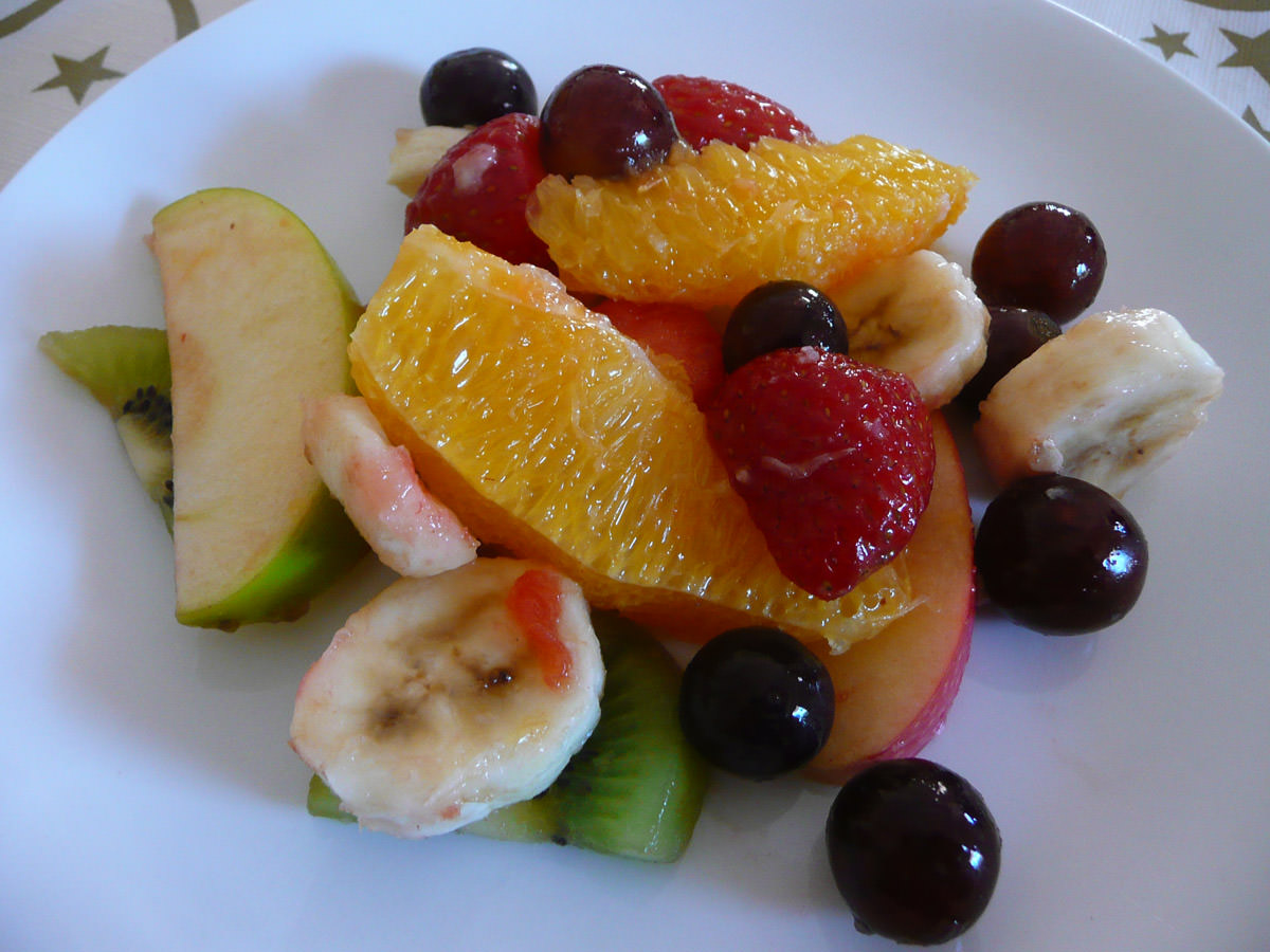 Fruit salad on my plate