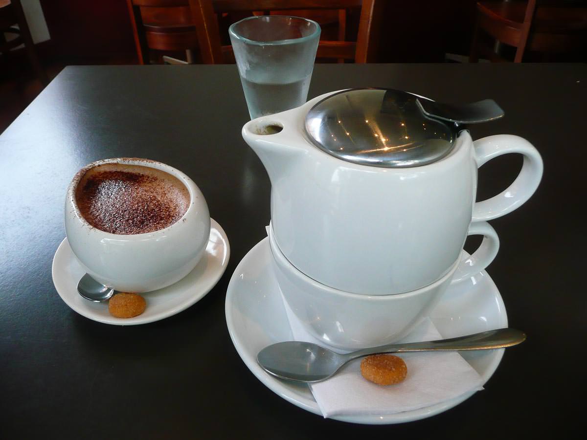 Hot chocolate and a pot of tea