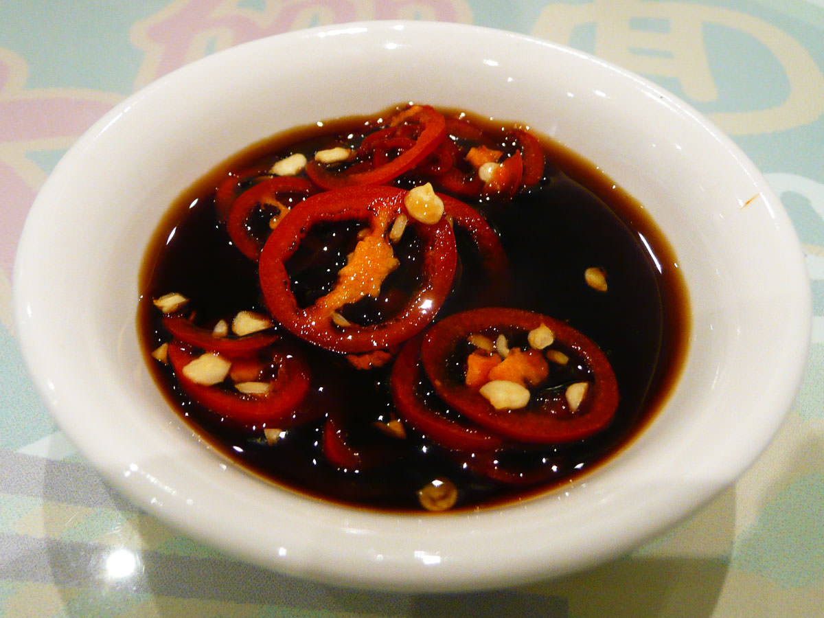 Fresh red chilli in soy sauce