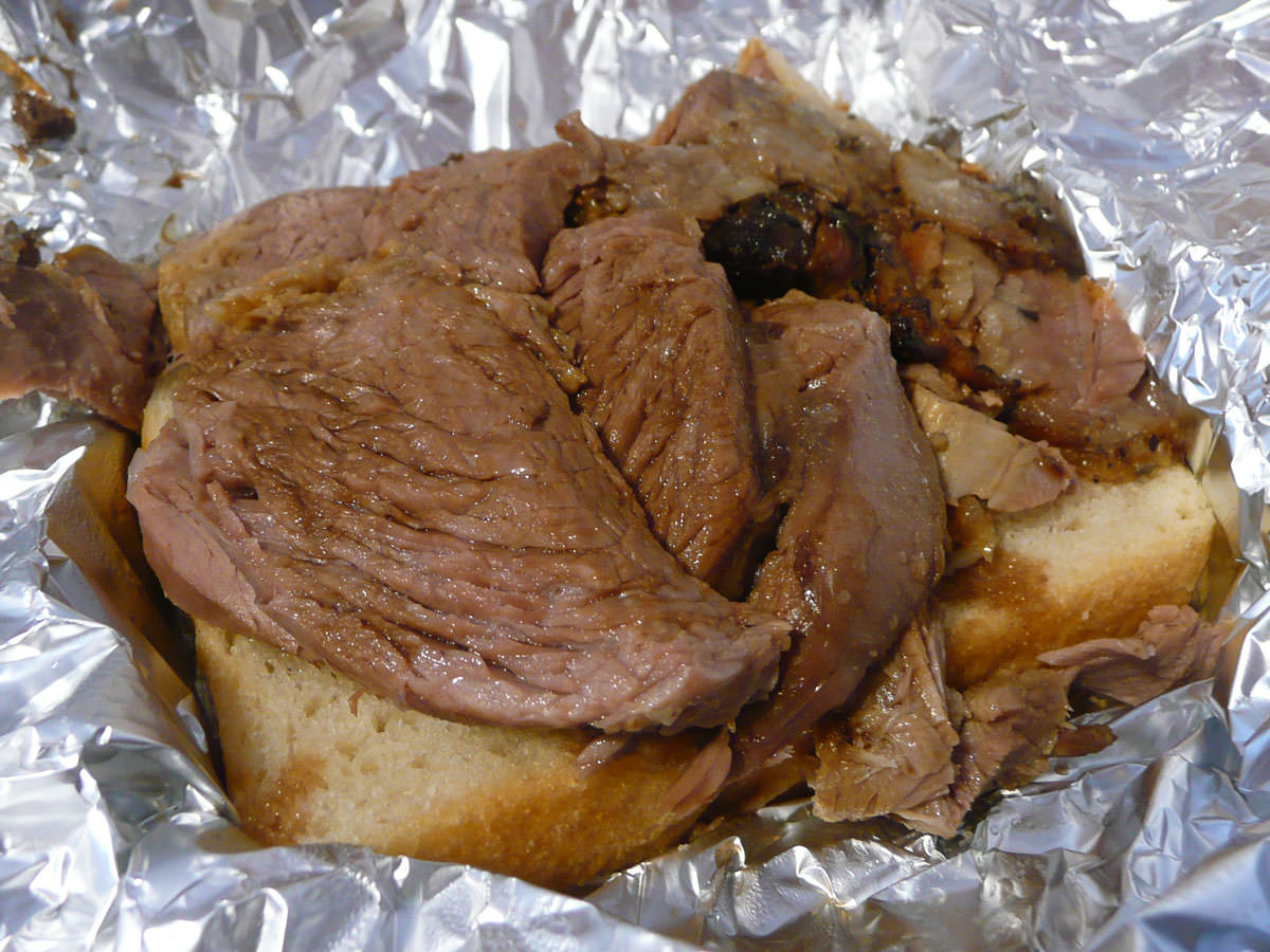 Roast beef sandwich - the meat shot