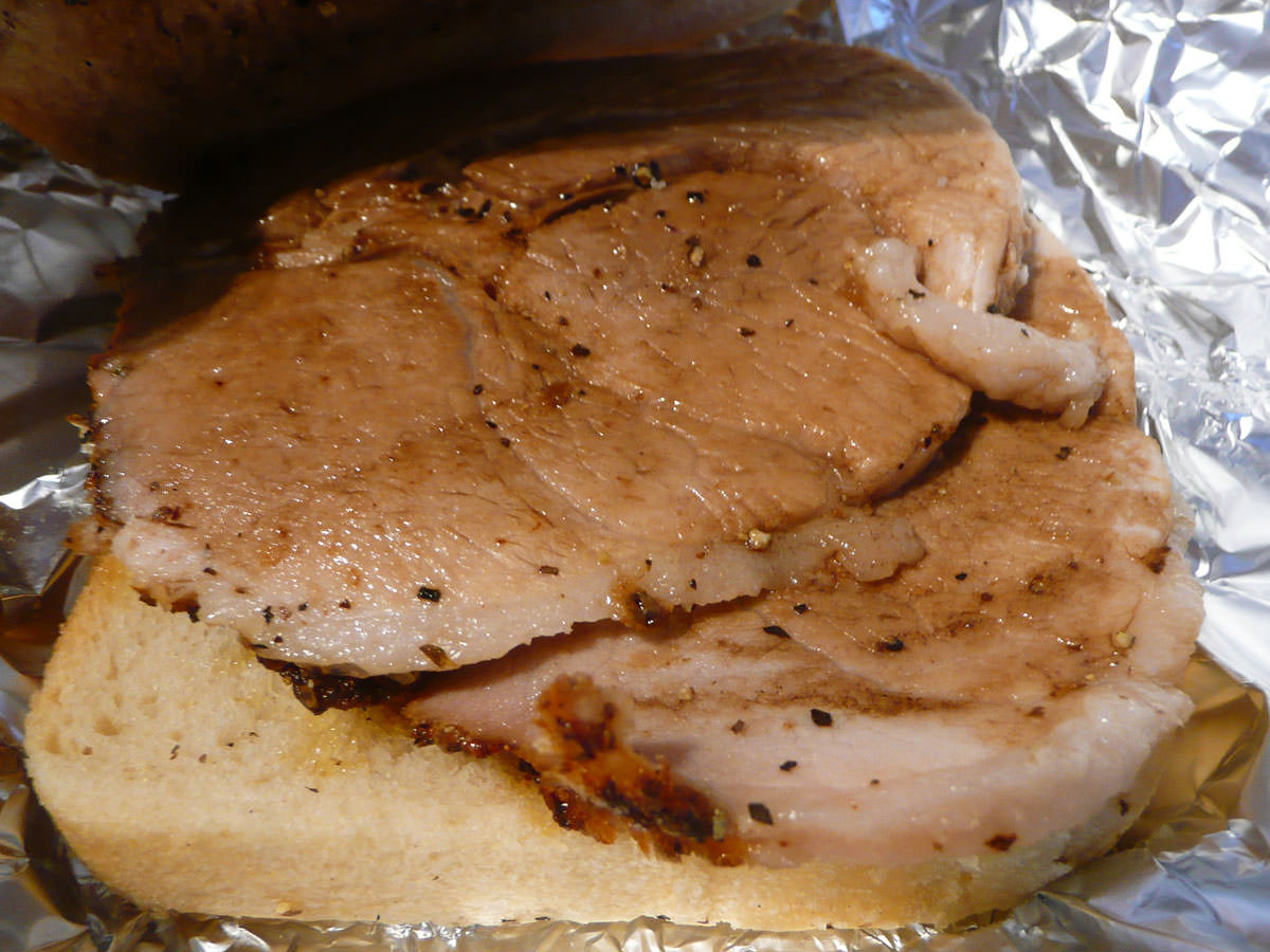 Roast pork sandwich - the meat shot