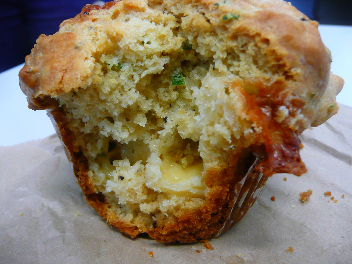 Cheese and bacon muffin innards