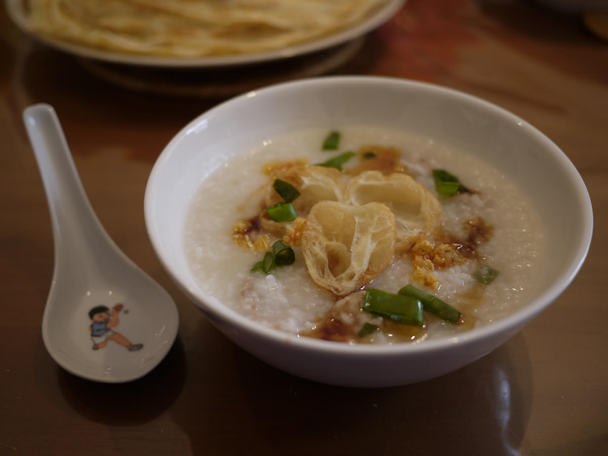 Pork rice porridge with my favourite spoon