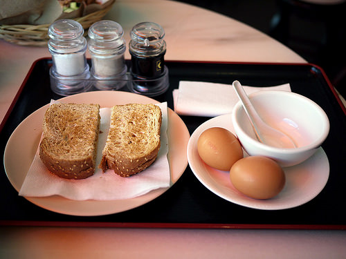 Kaya toast and soft-boiled eggs