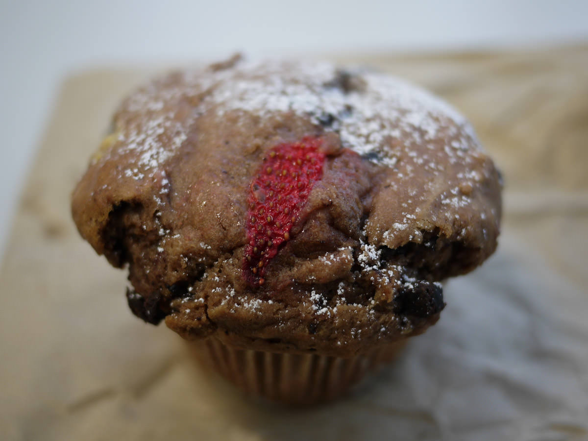 Chocolate and strawberry muffin