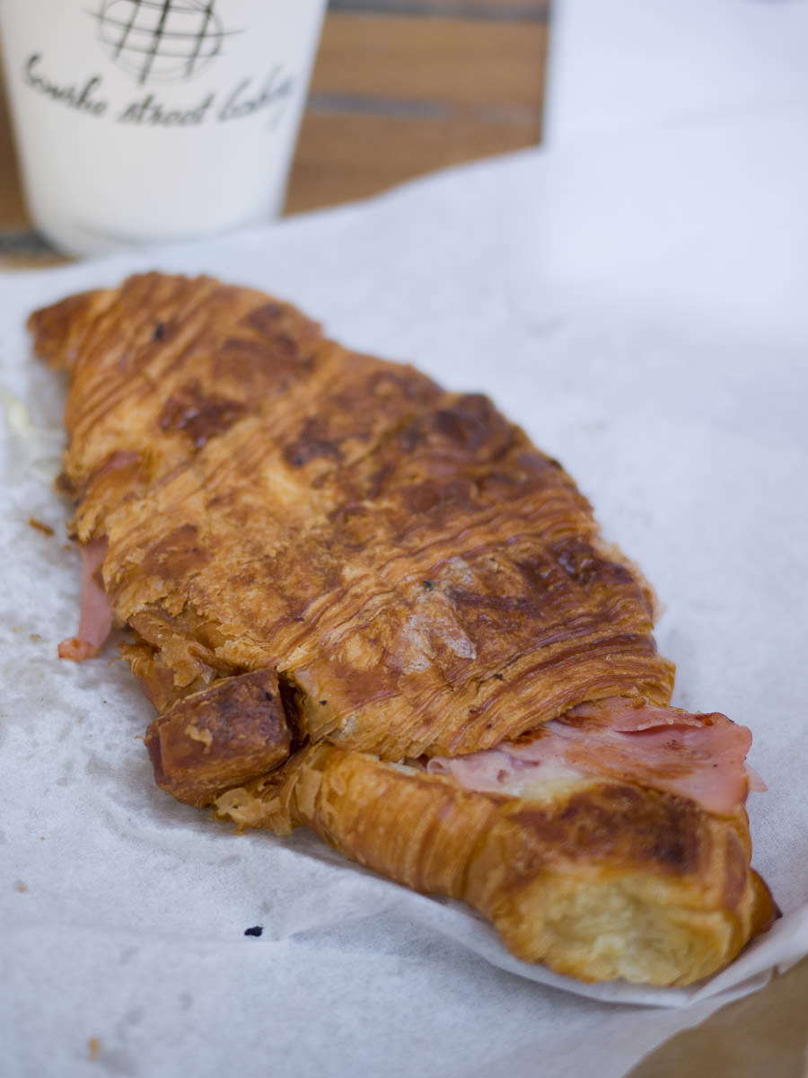 Toasted ham and cheese croissant