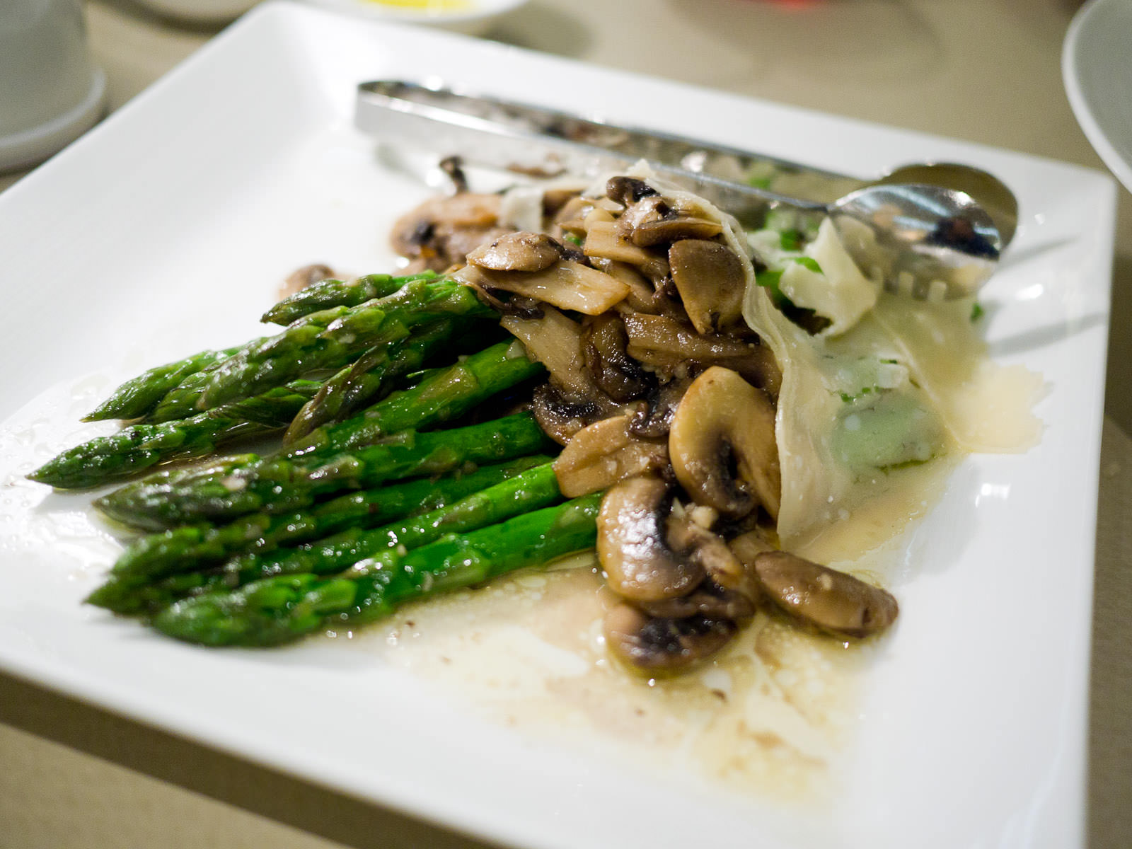 Sauteed asparagus and mushroom, AU$10