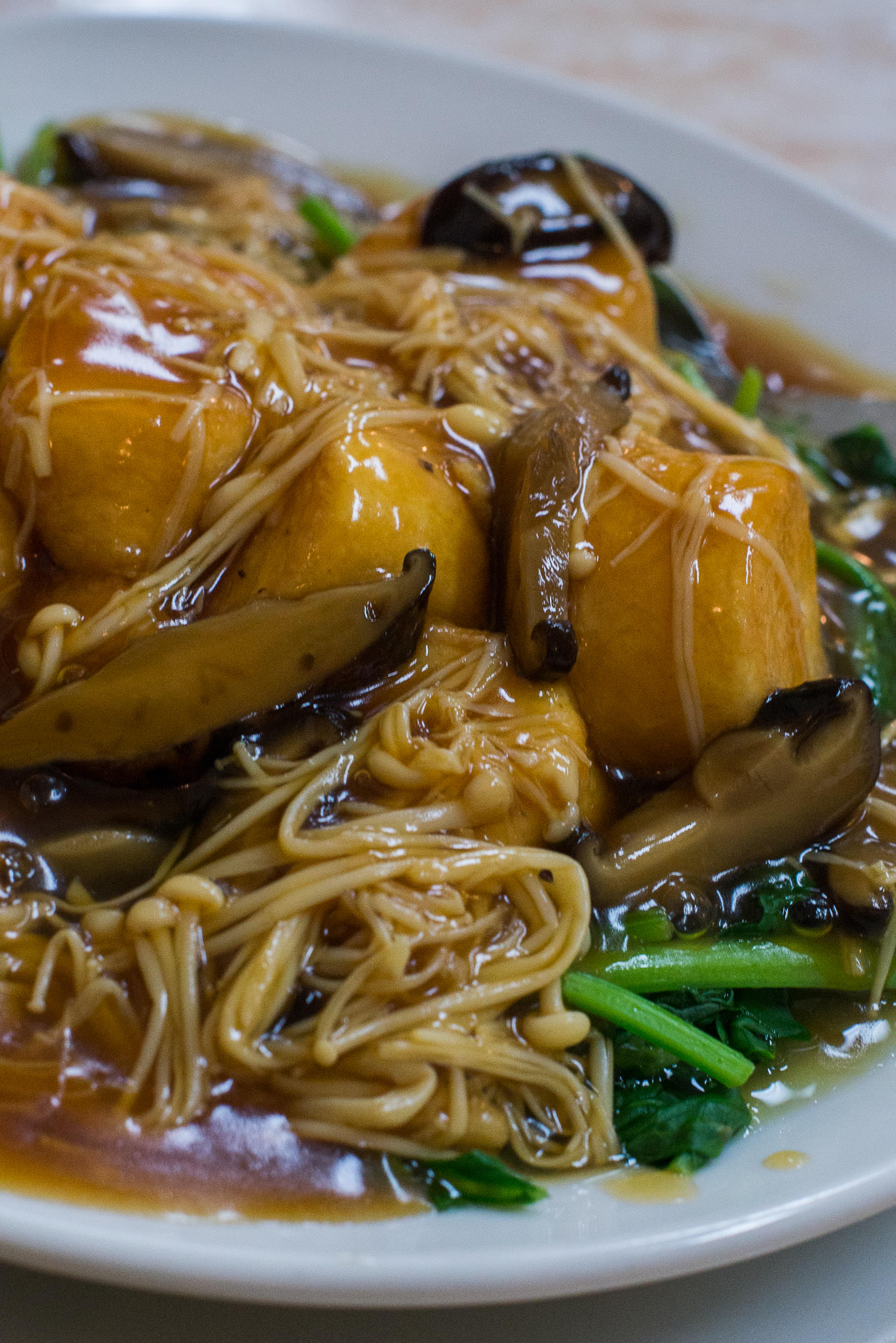 Chef's special - Japanese beancurd with mushrooms and spinach (AU$19)