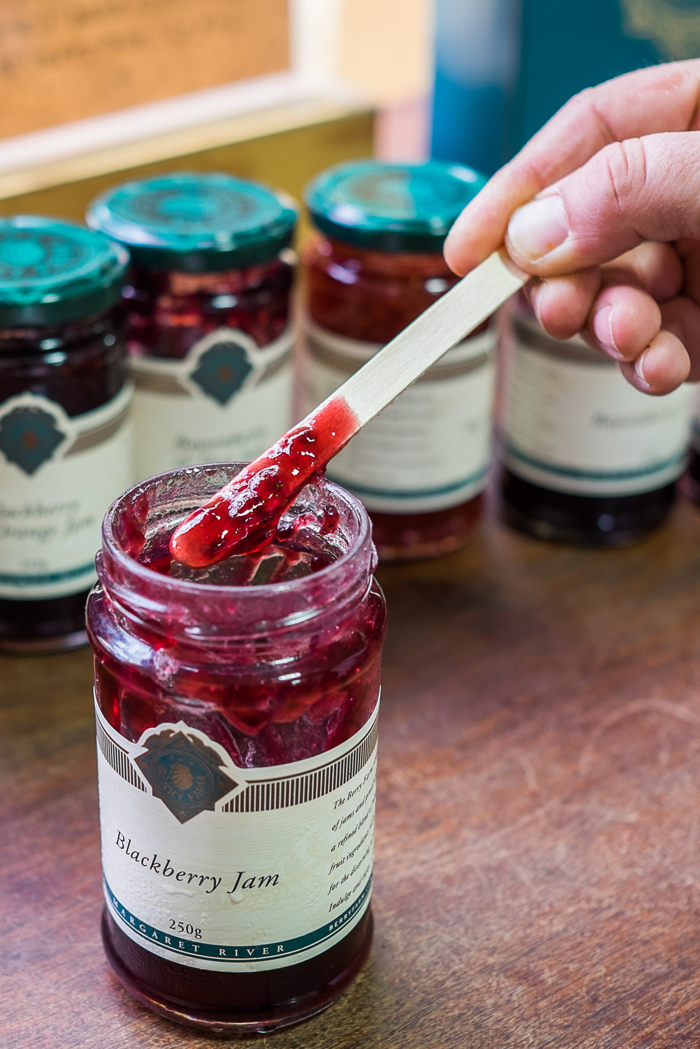 The Berry Farm's range of jams and marmalades is available for tasting.