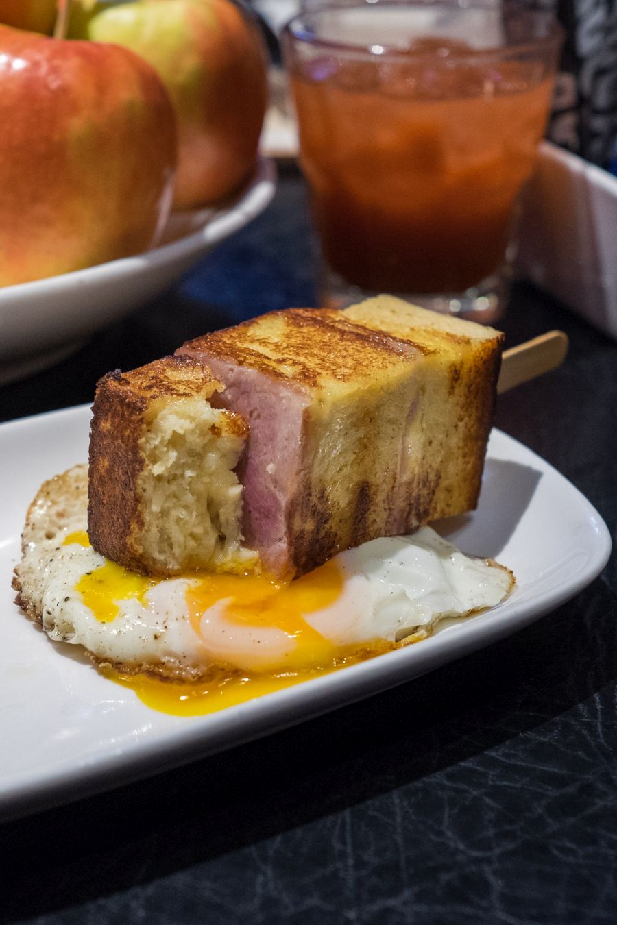 Ham and cheese pop with sunny side up egg